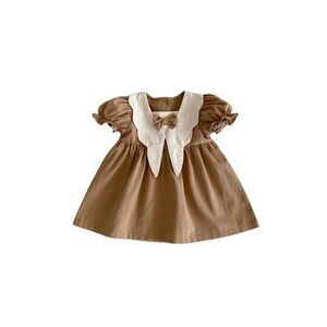 3T Baby Girl Beige Bow Preppy Style A Line Cotton Dress